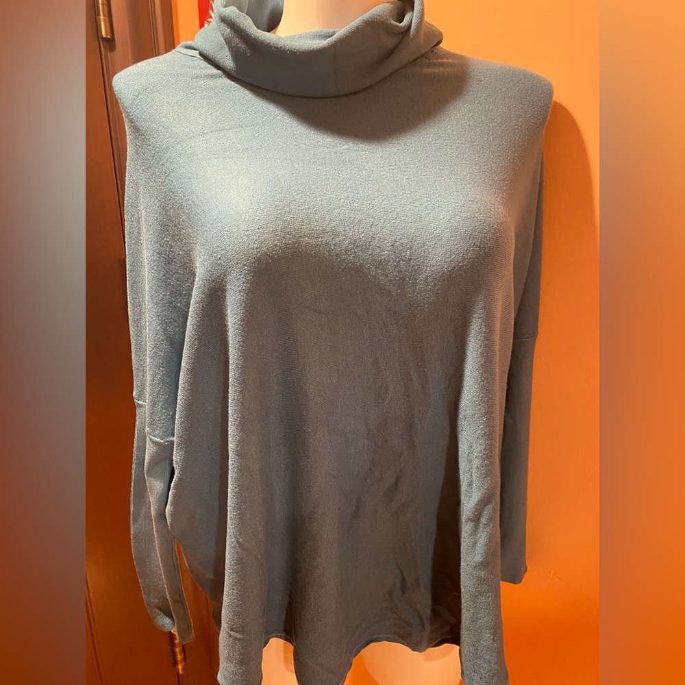 Turtleneck sweater, Color-Turquoise, Size-Larger.